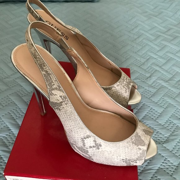 Guess Gwaerra Peep Toe Slingback Heels Size 10M - Picture 8 of 15